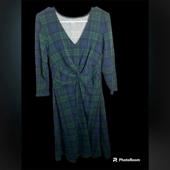 Lands End 3/4th Sleeve Midi Dress size Small (4-6) in Plaid - Picture 2 of 7